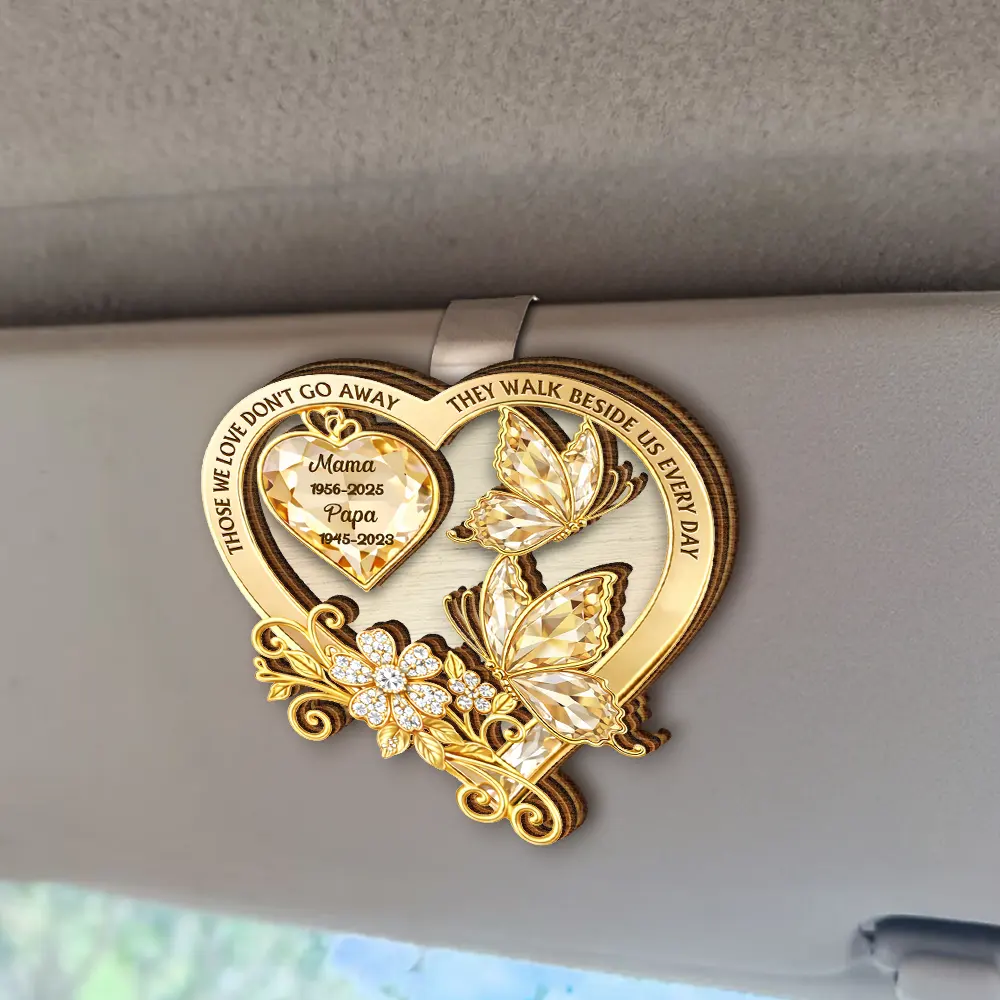 Memorial Your Wings Were Ready Diamond 3D Effect - Personalized Custom Shaped Car Visor Clip - Image 2
