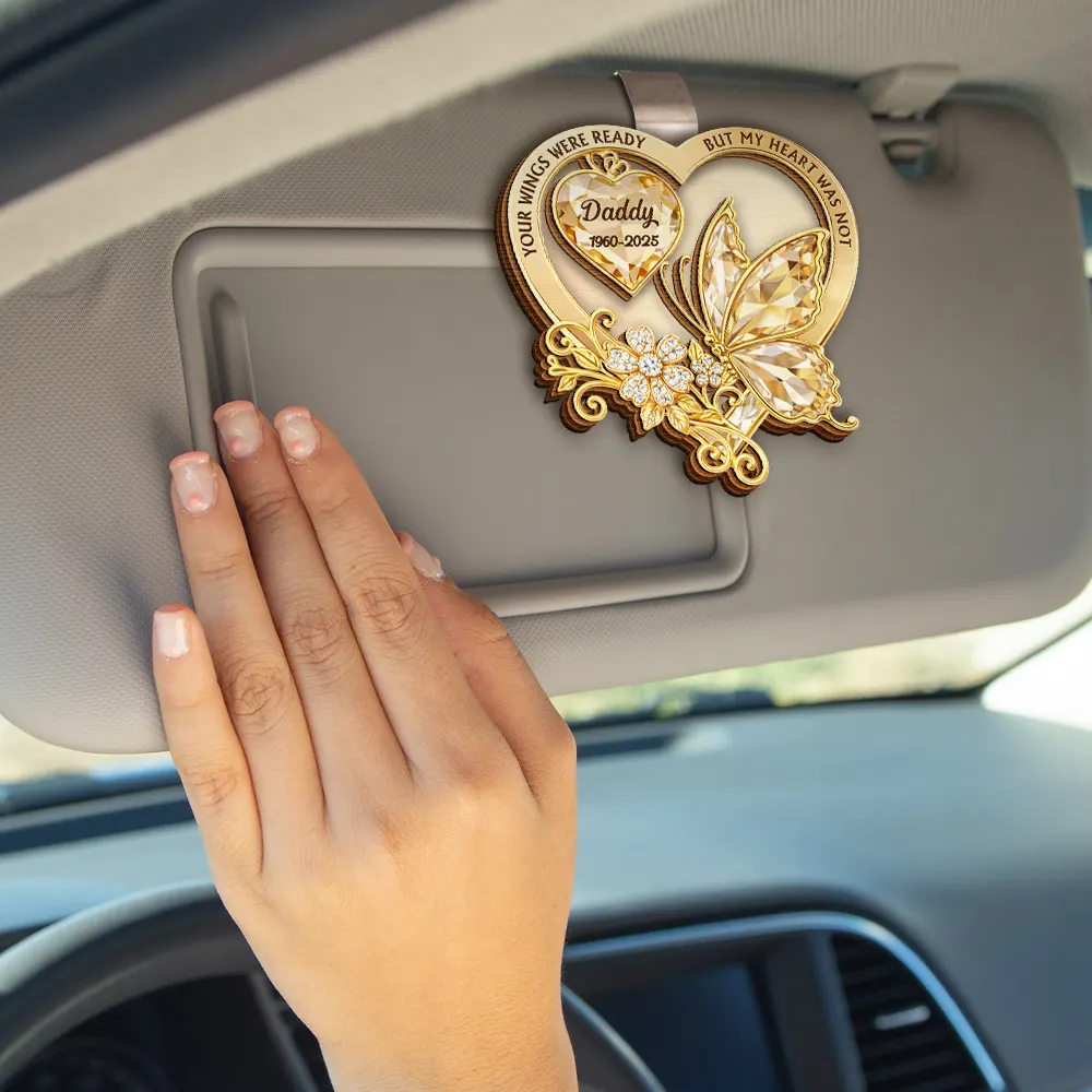 Memorial Your Wings Were Ready Diamond 3D Effect - Personalized Custom Shaped Car Visor Clip - Image 4