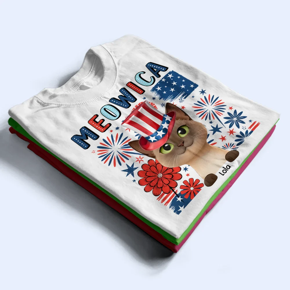 Meowica Independence Day - Personalized T Shirt - Image 2