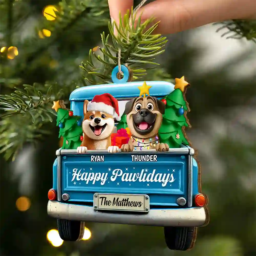 Meowy Catmas Christmas Tree - Personalized Custom Shaped Wooden Ornament - Image 2