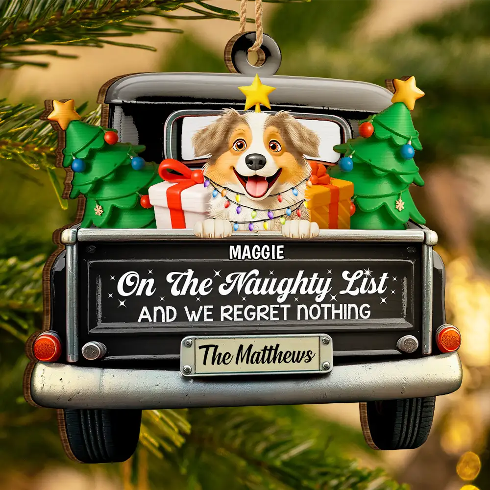 Meowy Catmas Christmas Tree - Personalized Custom Shaped Wooden Ornament - Image 3
