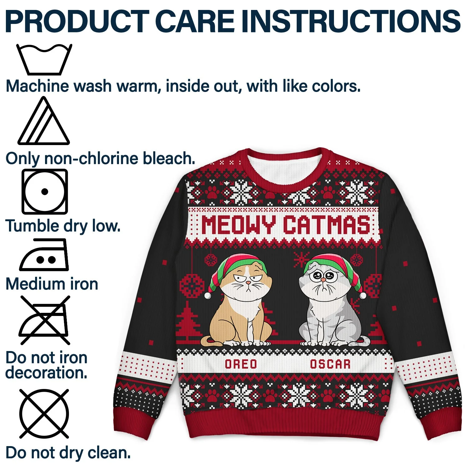 Meowy Catmas Funny Cartoon Cats - Christmas Gift For Cat Lovers, Cat Moms, Cat Dads - Personalized Unisex Ugly Sweater - Image 7