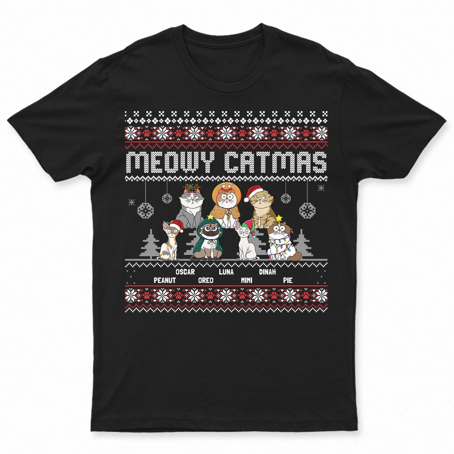 Meowy Catmas Funny Cartoon Style - Christmas Gift For Cat Lovers - Personalized Sweatshirt - Image 4