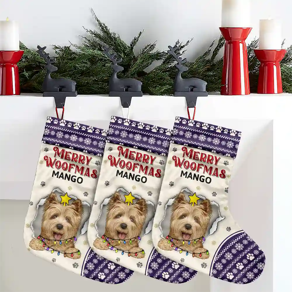 Meowy Catmas Merry Woofmas - Personalized Christmas Stocking - Image 4