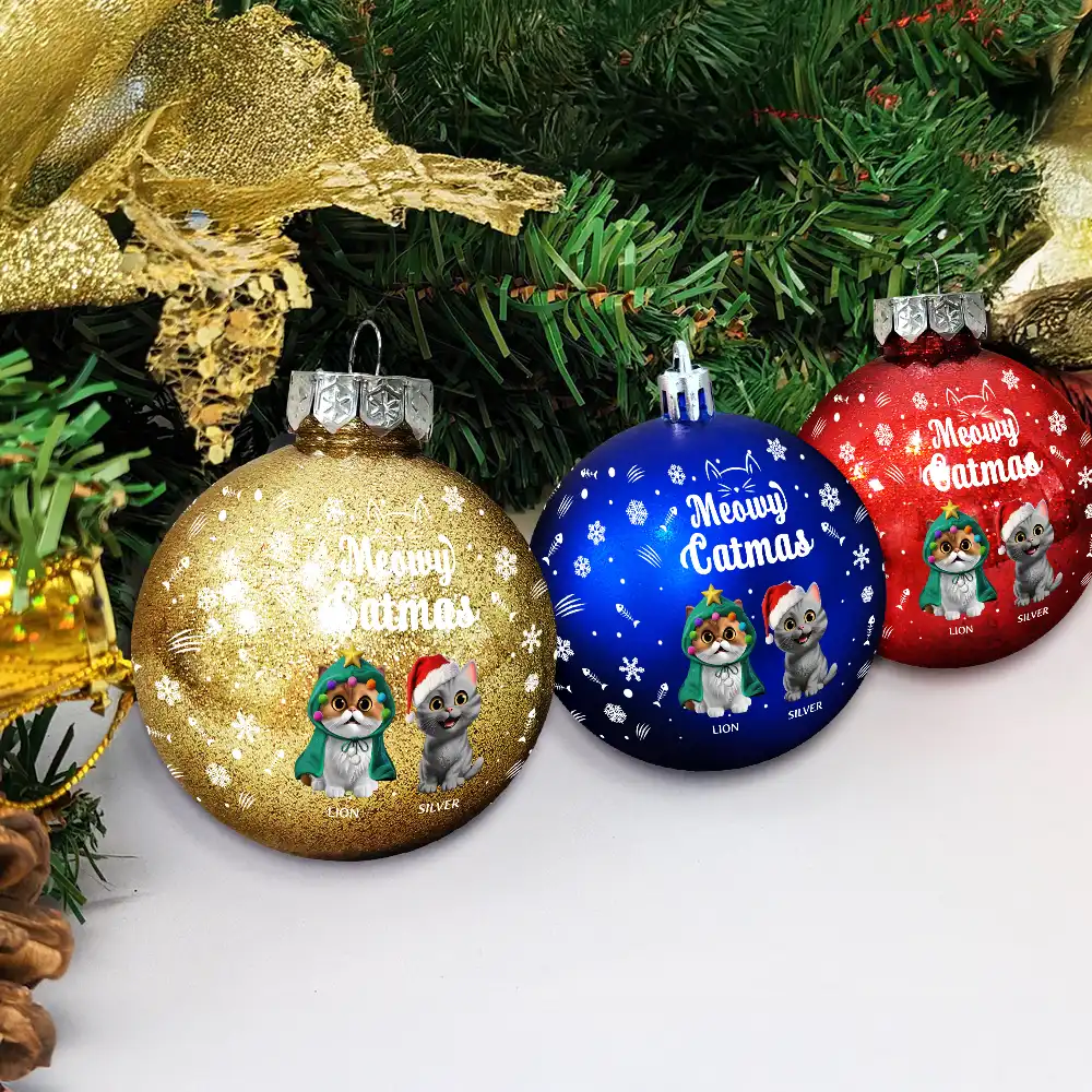 Meowy Catmas - Personalized Ball Ornament - Image 4