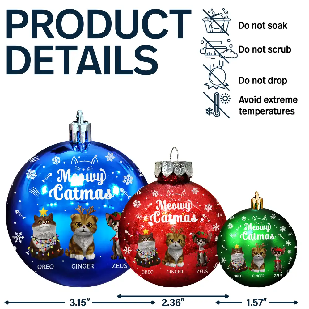 Meowy Catmas - Personalized Ball Ornament - Image 7