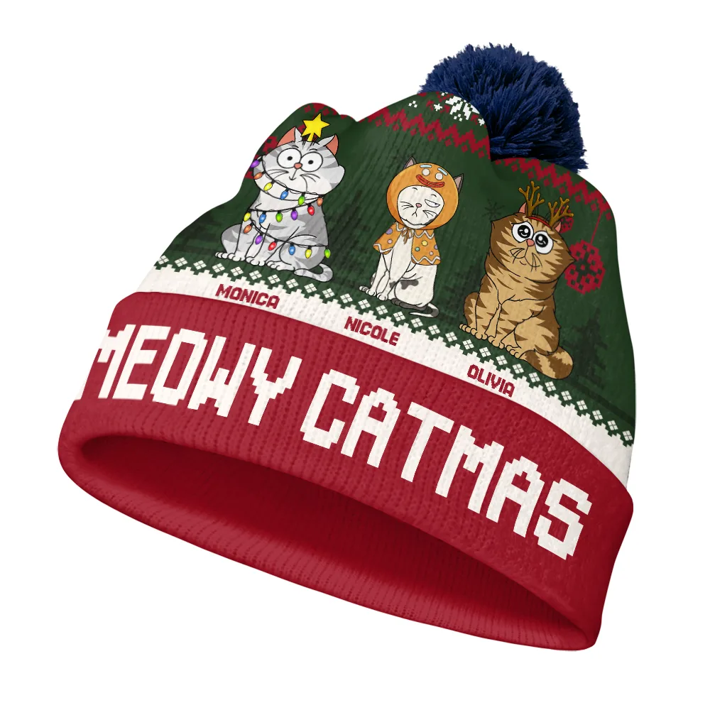 Meowy Catmas - Personalized Bobble Beanie Hat - Image 2