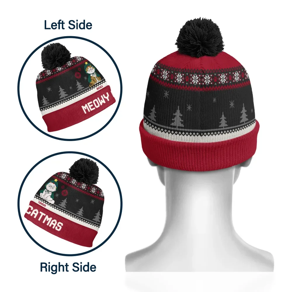 Meowy Catmas - Personalized Bobble Beanie Hat - Image 3