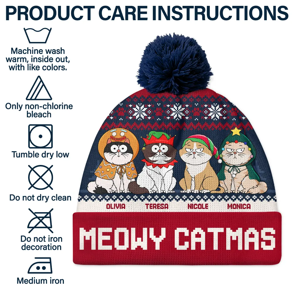Meowy Catmas - Personalized Bobble Beanie Hat - Image 6