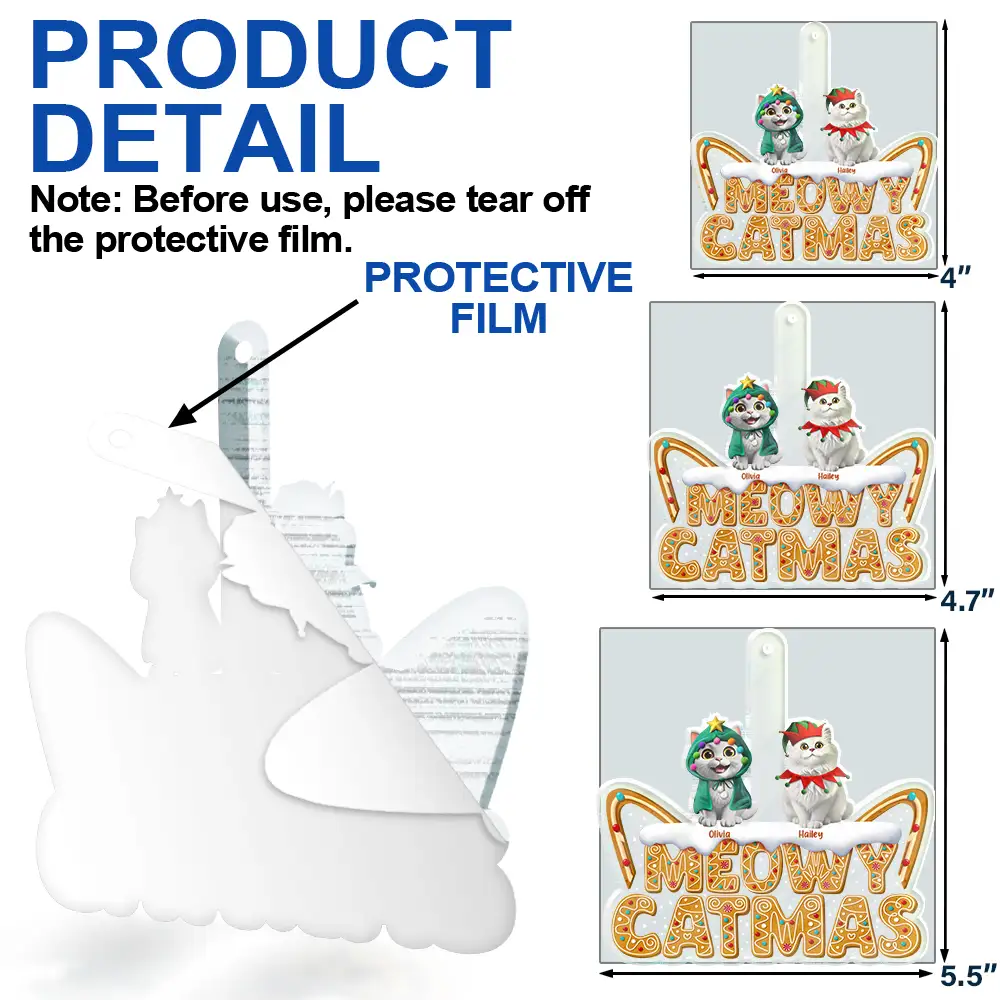 Meowy Catmas - Personalized Custom Shaped Acrylic Ornament - Image 6
