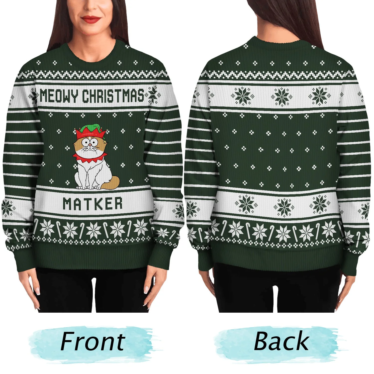 Meowy Christmas - Christmas Gift For Cat Lovers - Personalized Unisex Ugly Sweater - Image 5