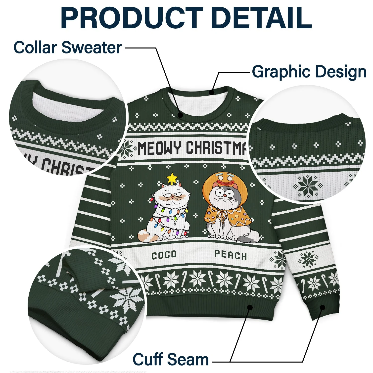 Meowy Christmas - Christmas Gift For Cat Lovers - Personalized Unisex Ugly Sweater - Image 6