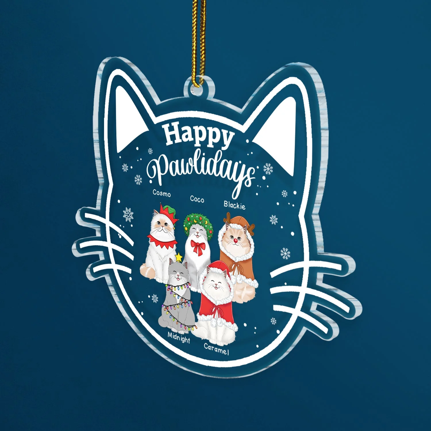 Meowy Christmas Happy Pawlidays - Christmas Gift For Cat Lovers - Personalized Custom Shaped Acrylic Ornament - Image 2
