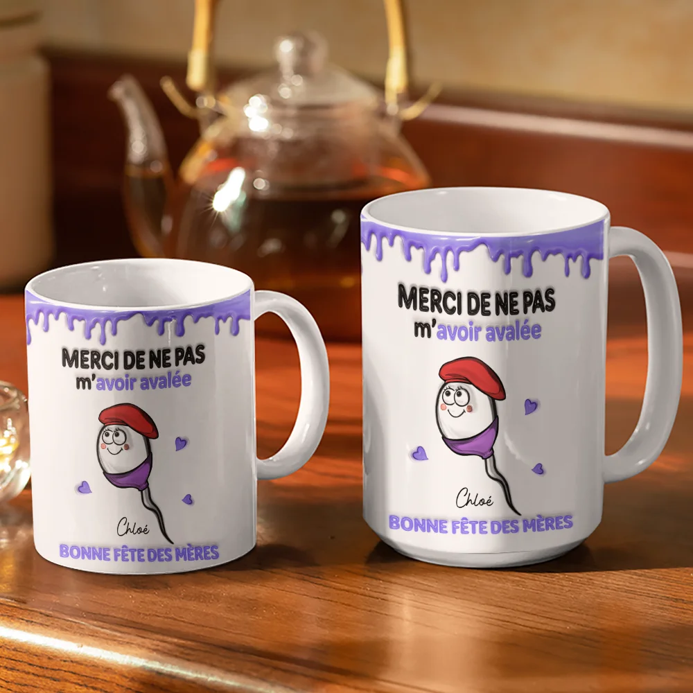 Merci De Ne Pas Avoir Avalé - Impression Effet 3D Gonflé - Tasse Personnalisée - Image 3