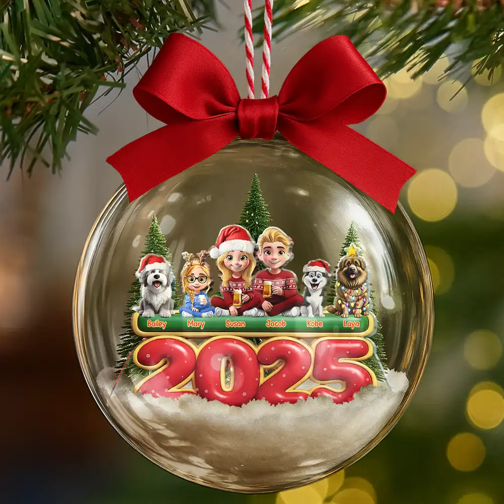 Merry Christmas All Family 3D Effect - Personalized 3D Acrylic Ball Ornament - Image 6