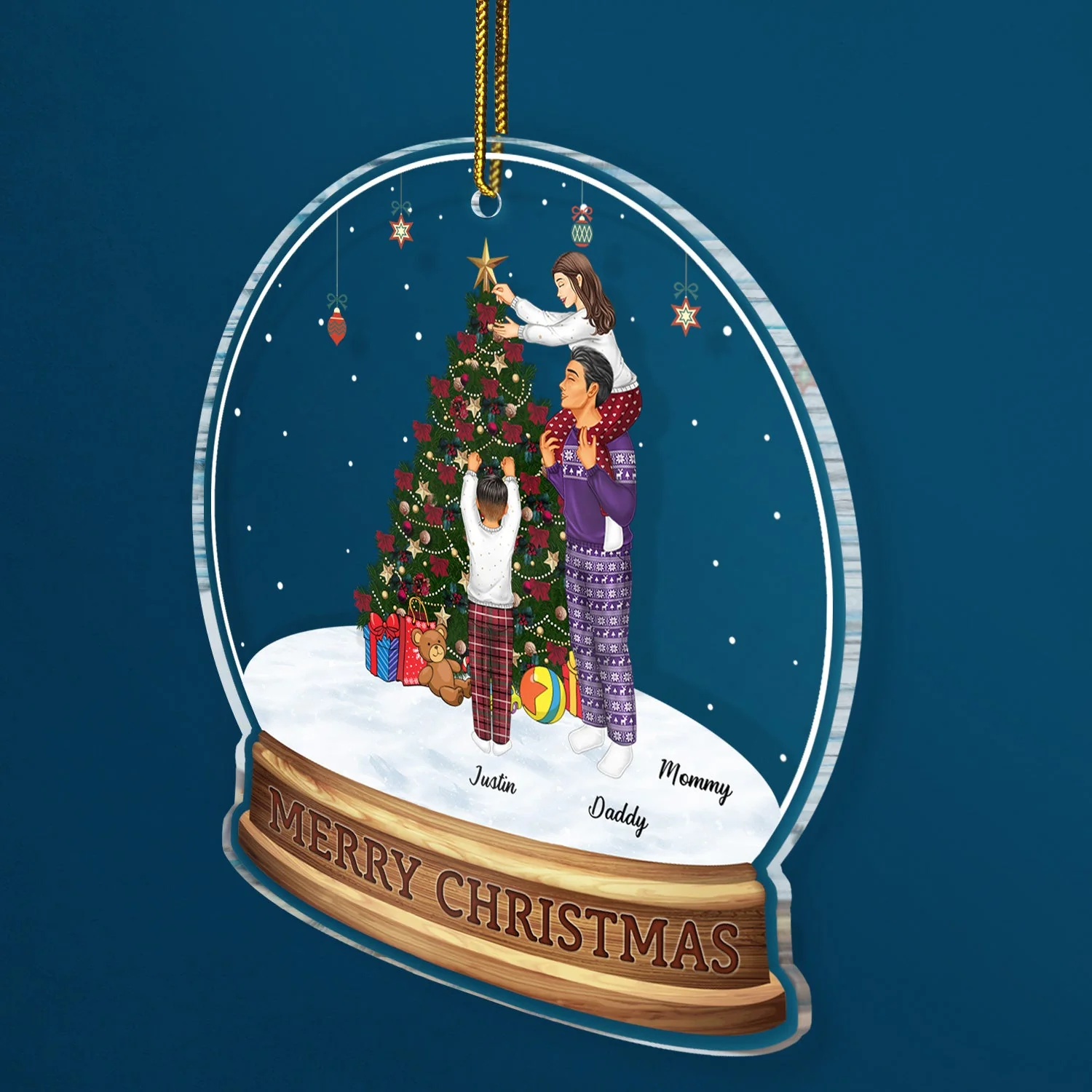 Merry Christmas Family Decor Home - Gift For Parents, Couples, Pet Lovers - Personalized Custom Shaped Acrylic Ornament - Image 2