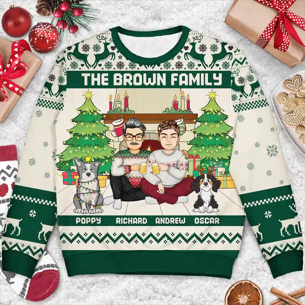 Merry Christmas Family - Personalized Unisex Ugly Sweater - Image 3