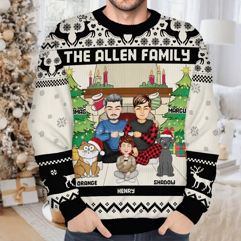 Merry Christmas Family - Personalized Unisex Ugly Sweater - Image 4