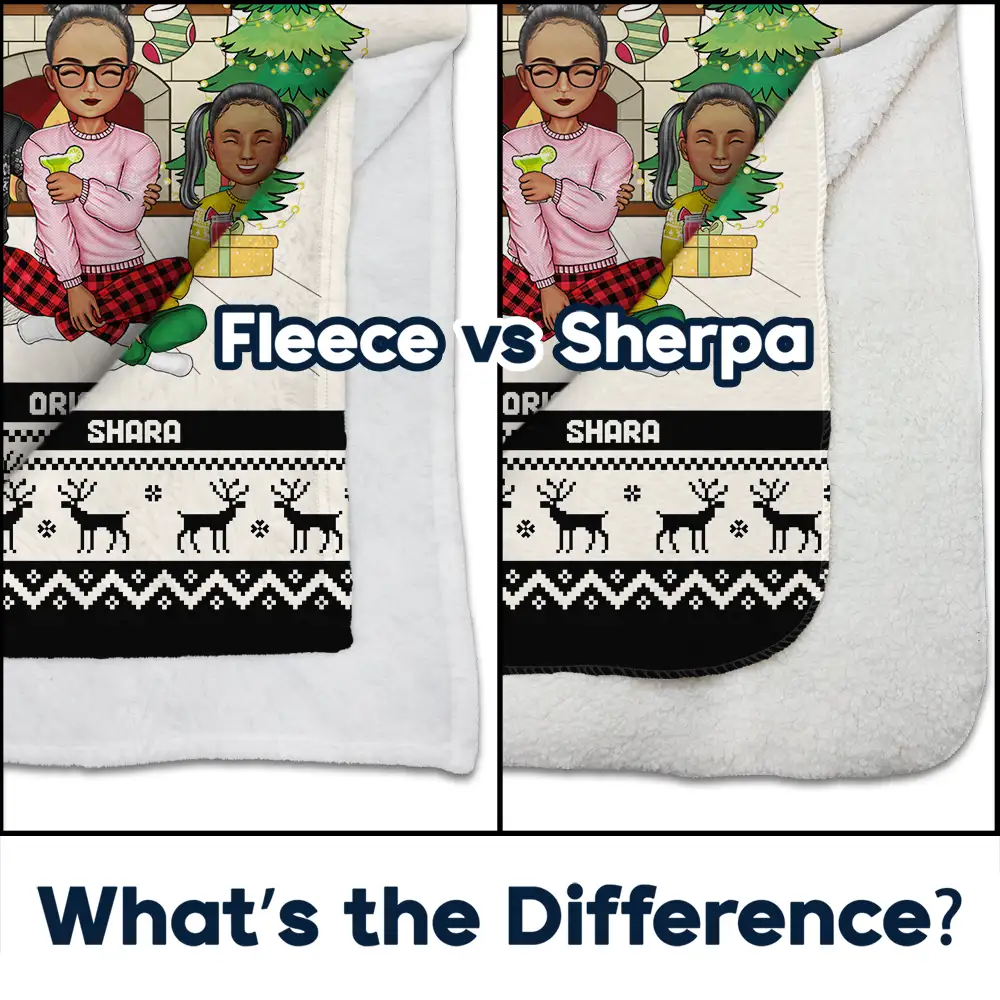 Merry Christmas Family With Pets - Personalized Fleece Blanket, Sherpa Blanket - Image 4
