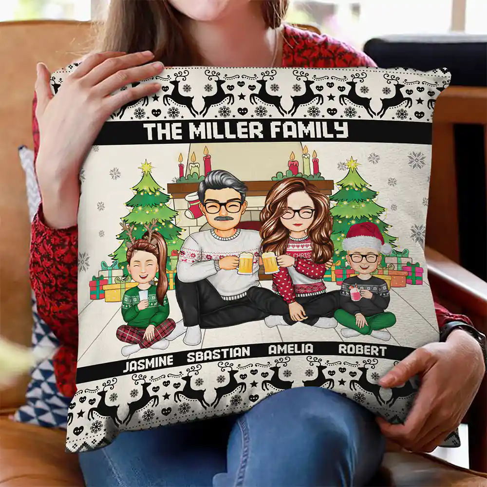 Merry Christmas Family With Pets - Personalized Pillow - Image 2