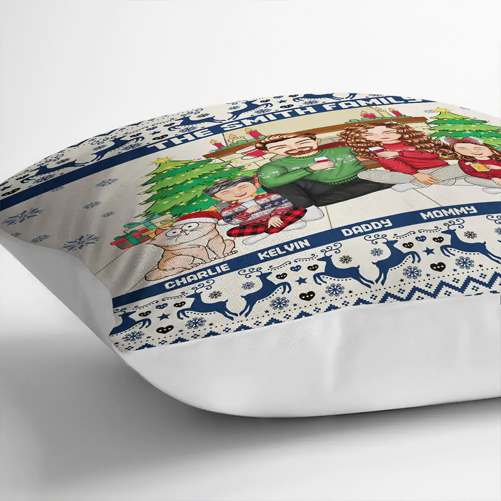 Merry Christmas Family With Pets - Personalized Pillow - Image 3