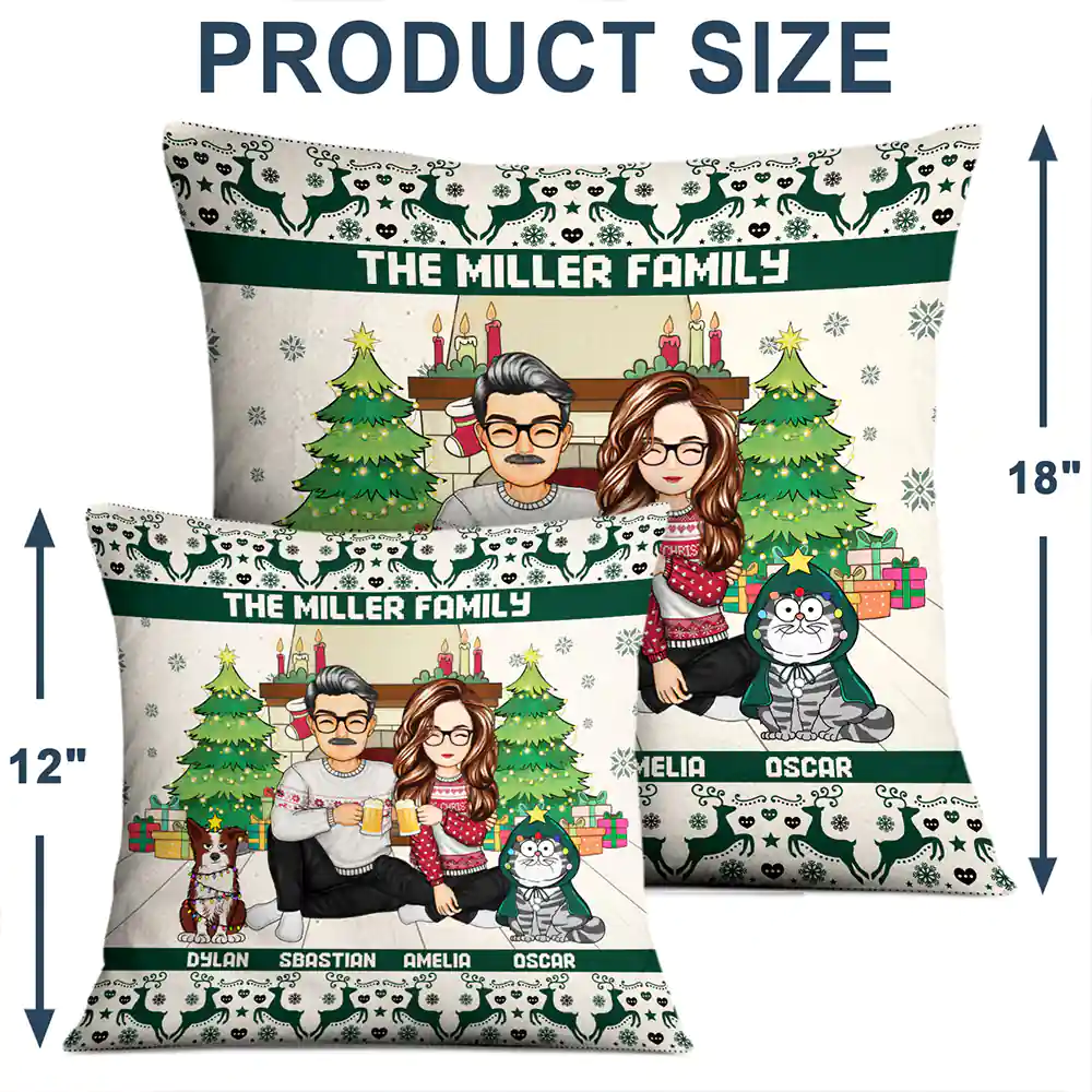 Merry Christmas Family With Pets - Personalized Pillow - Image 4