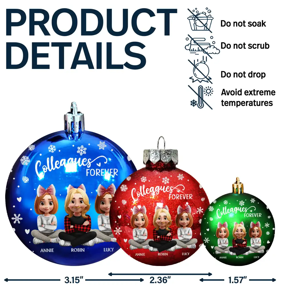 Merry Christmas My Besties - Personalized Ball Ornament - Image 7