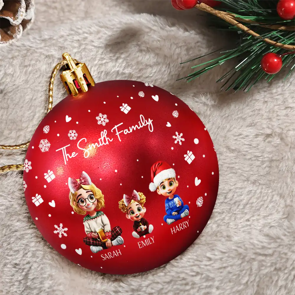 Merry Christmas My Family - Personalized Ball Ornament - Image 3