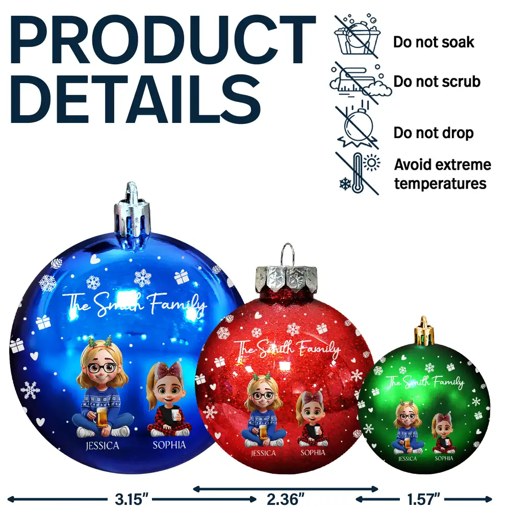 Merry Christmas My Family - Personalized Ball Ornament - Image 7
