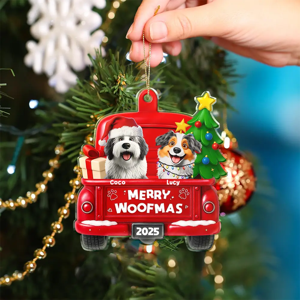 Merry Christmas Pet Lovers - Personalized Custom Shaped Acrylic Ornament - Image 4