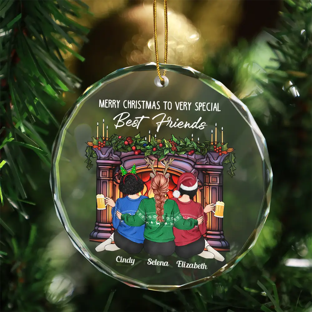 Merry Christmas To A Very Special Best Friend - Personalized Circle Glass Ornament - Image 3