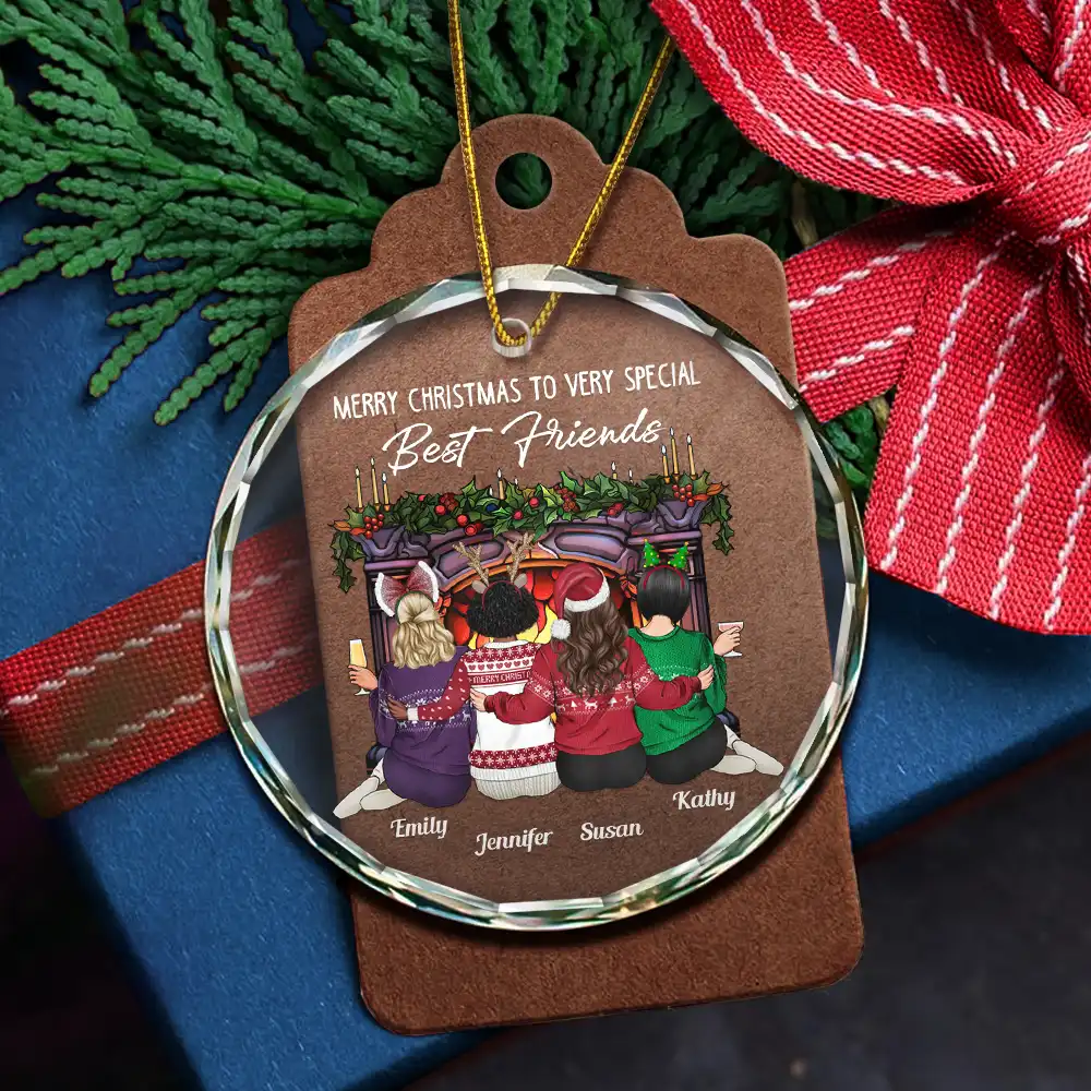 Merry Christmas To A Very Special Best Friend - Personalized Circle Glass Ornament - Image 5