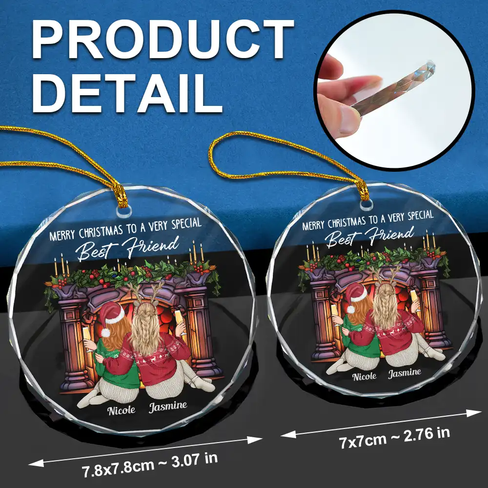 Merry Christmas To A Very Special Best Friend - Personalized Circle Glass Ornament - Image 6