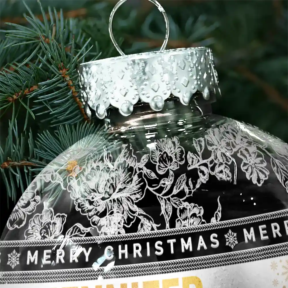 Merry Christmas With Name - Personalized Ball Ornament - Image 5