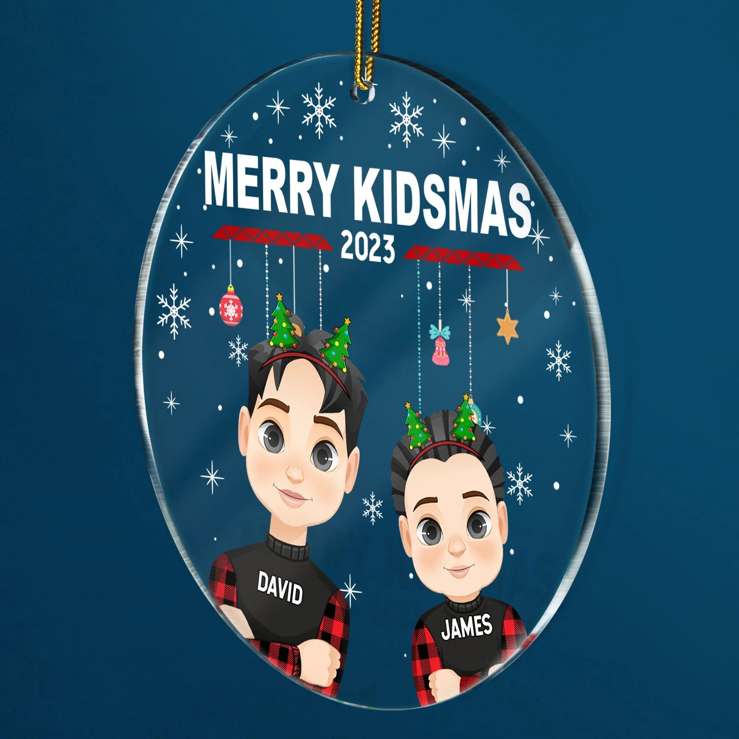 Merry Kidsmas - Christmas Gift For Kids - Personalized Circle Acrylic Ornament - Image 2