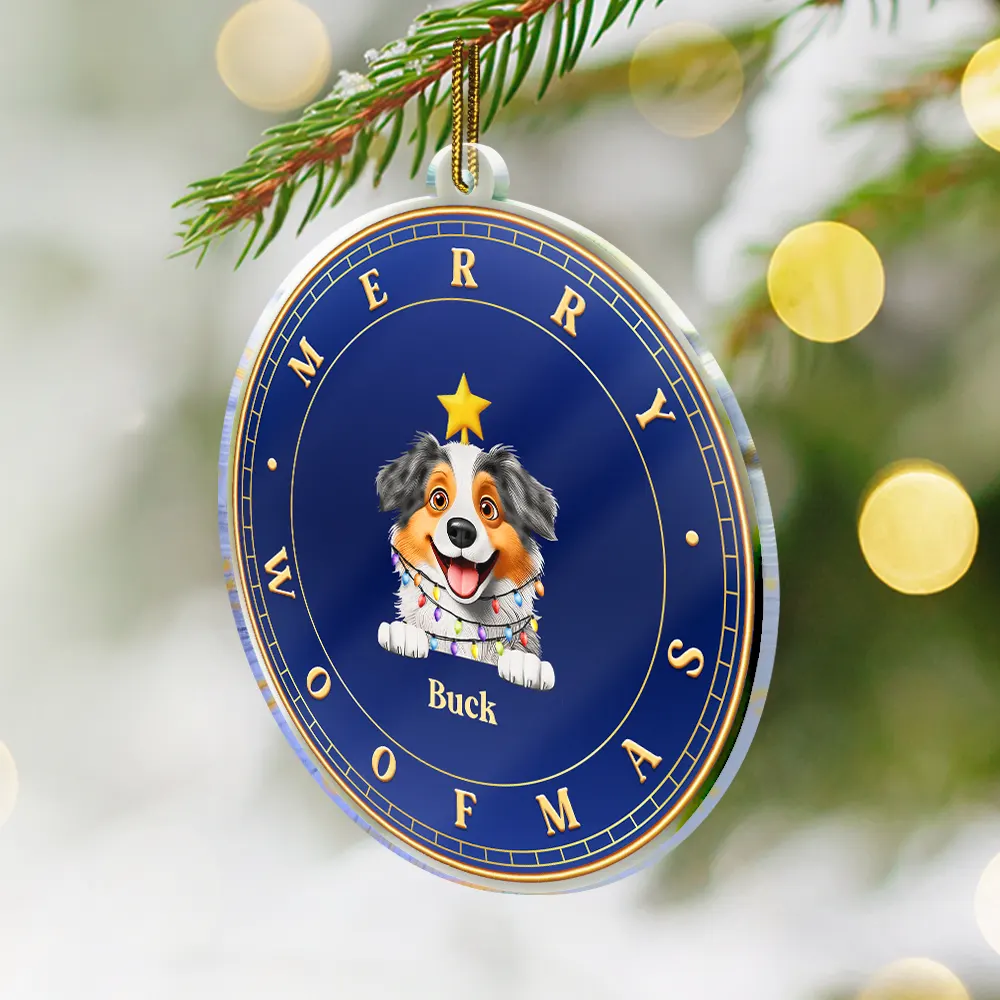 Merry Woofmas 3D Dog Cat - Personalized Custom Shaped Acrylic Ornament - Image 2