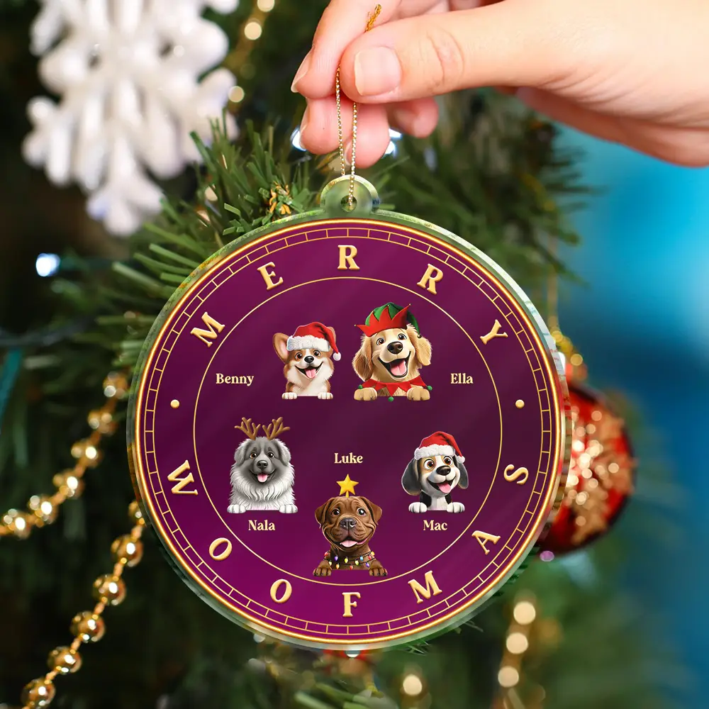 Merry Woofmas 3D Dog Cat - Personalized Custom Shaped Acrylic Ornament - Image 4