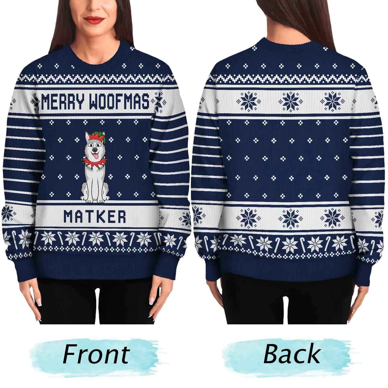 Merry Woofmas - Christmas Gift For Dog Lovers - Personalized Unisex Ugly Sweater - Image 5