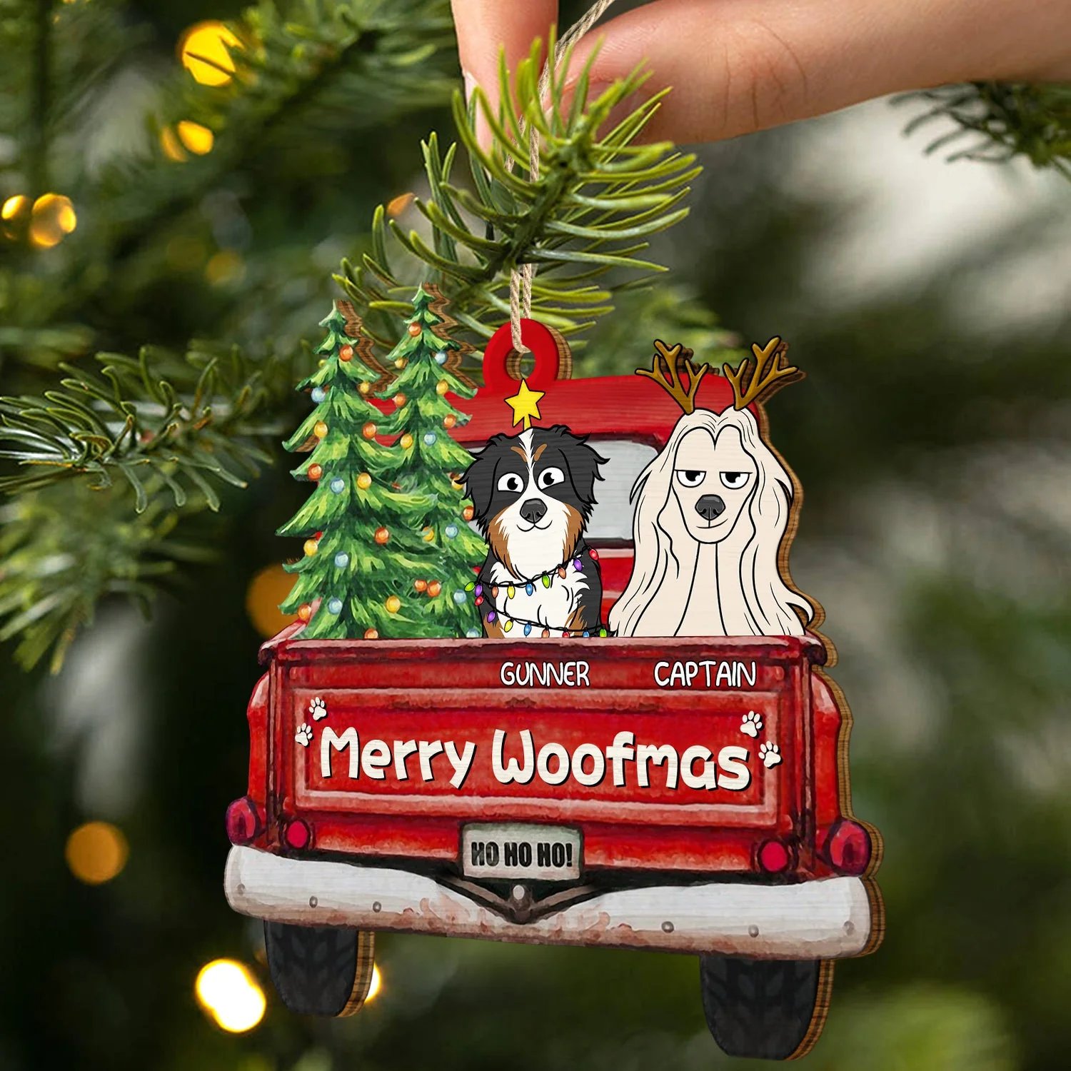 Merry Woofmas - Christmas Gift For Dog Lovers - Personalized Wooden Cutout Ornament - Image 2