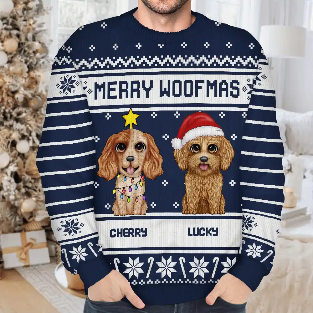 Merry Woofmas Dog Lovers - Personalized Unisex Ugly Sweater - Image 4