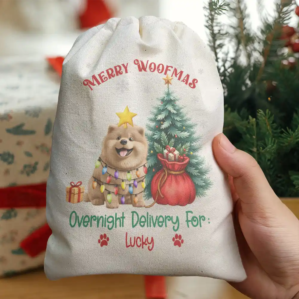 Merry Woofmas Overnight Delivery 3D Effect Dog - Personalized Favor Bag - Image 5