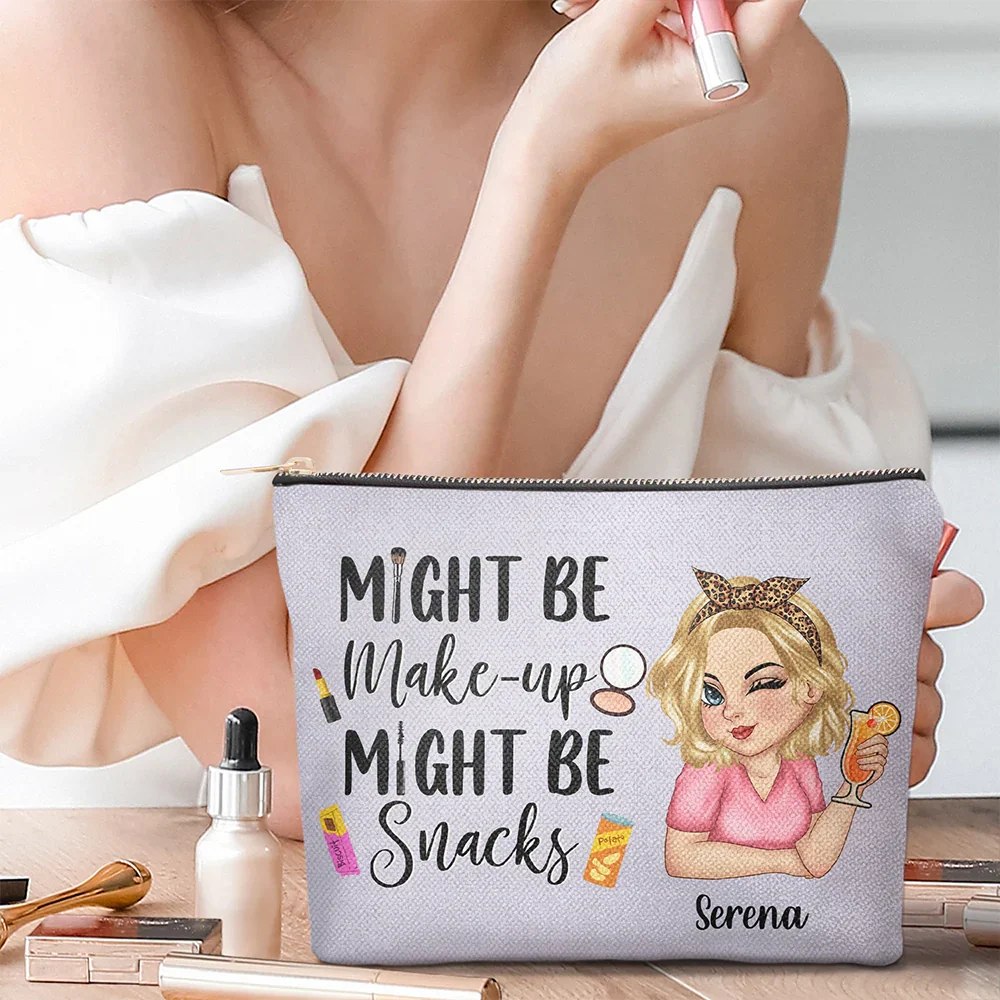 Might Be Make Up Might Be Snacks - Personalized Cosmetic Bag - Image 2