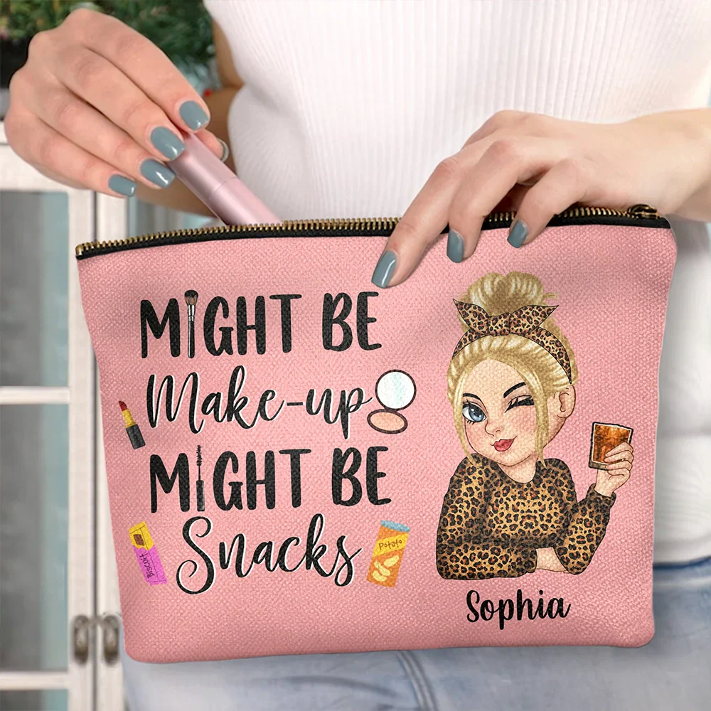 Might Be Make Up Might Be Snacks - Personalized Cosmetic Bag - Image 3