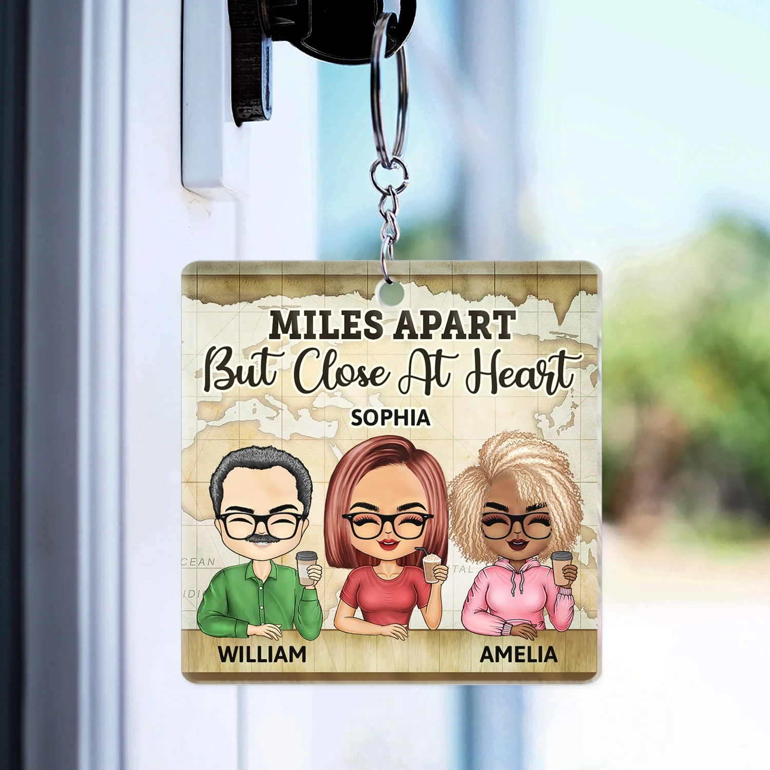 Miles Apart But Close At Heart - Birthday, Going Away Gifts For Besties, Siblings, Sisters, Brothers - Personalized Custom Acrylic Keychain - Image 3