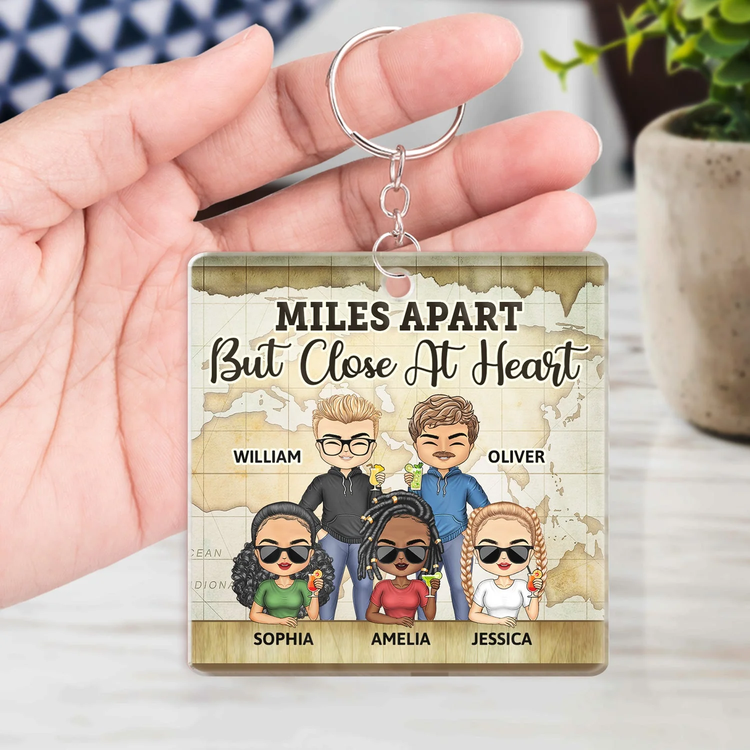Miles Apart But Close At Heart - Birthday, Going Away Gifts For Besties, Siblings, Sisters, Brothers - Personalized Custom Acrylic Keychain - Image 4