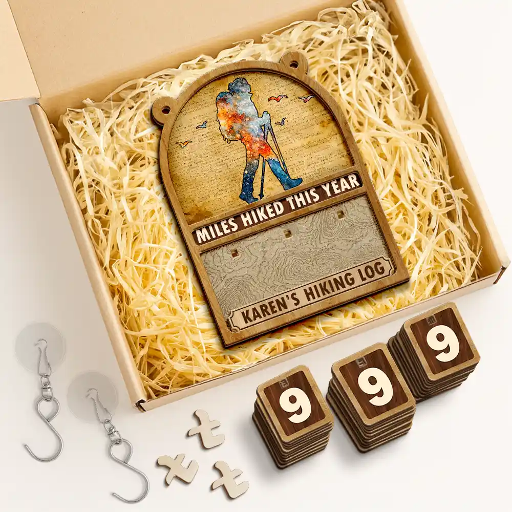 Miles Hike This Year - Personalized Hanging Tracker Sign - Image 2