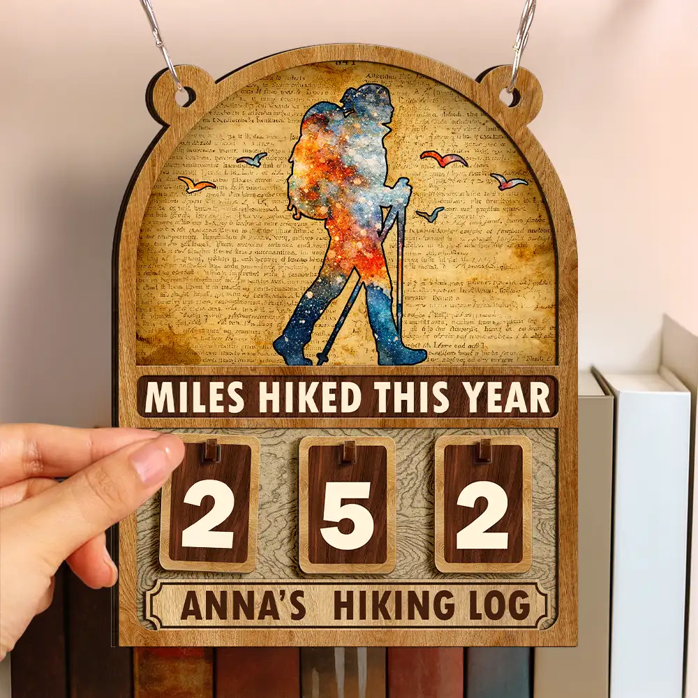 Miles Hike This Year - Personalized Hanging Tracker Sign - Image 3