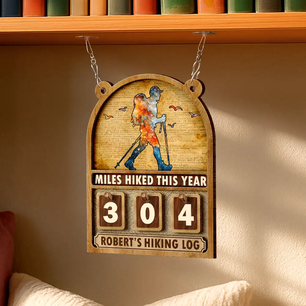 Miles Hike This Year - Personalized Hanging Tracker Sign - Image 4
