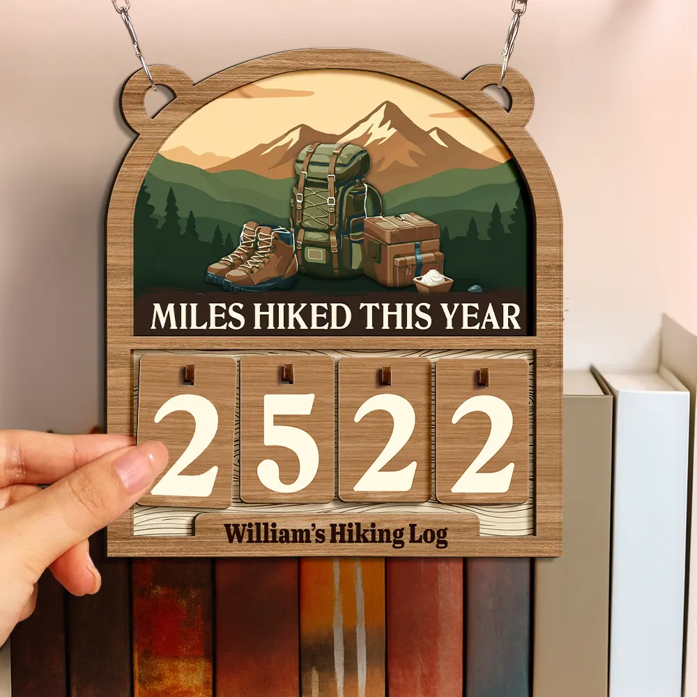 Miles Hiked This Year - Personalized Hanging Tracker Sign - Image 3