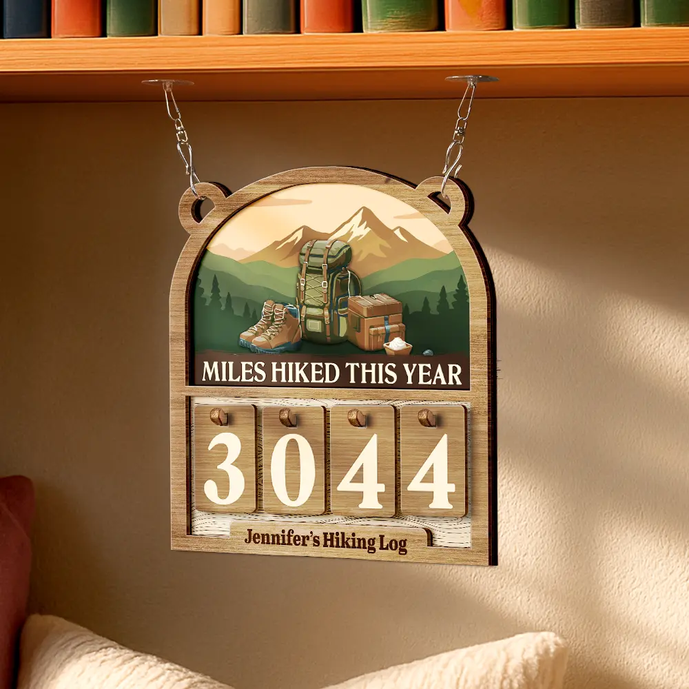 Miles Hiked This Year - Personalized Hanging Tracker Sign - Image 4